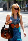 Hilary Duff in blue dress shopping at Glendales